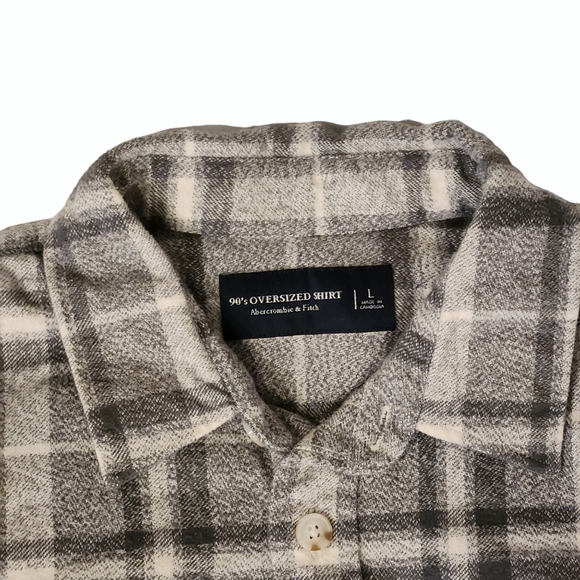 Abercrombie & Fitch 90's Oversized ShirtFlannel Long Sleeve Plaid Button Down - Picture 9 of 9